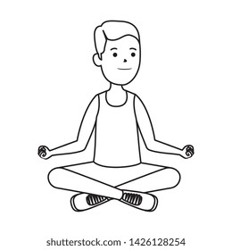 happy athletic boy practicing yoga