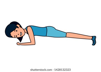 happy athletic girl doing push ups
