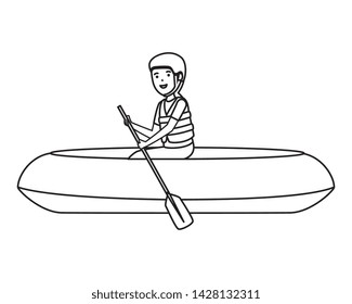 happy athletic girl in kayak character