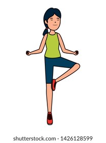 happy athletic girl practicing exercice