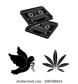 Happy and attribute black icons in set collection for design. Happy and accessories vector symbol stock web illustration.