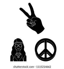 Happy and attribute black icons in set collection for design. Happy and accessories vector symbol stock web illustration.