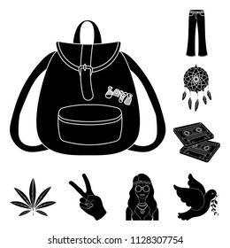Happy and attribute black icons in set collection for design. Happy and accessories vector symbol stock web illustration.