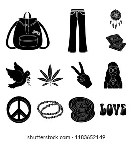 Happy and attribute black icons in set collection for design. Happy and accessories vector symbol stock web illustration.