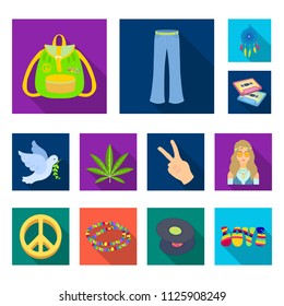 Happy and attribute flat icons in set collection for design. Happy and accessories vector symbol stock web illustration.