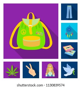 Happy and attribute flat icons in set collection for design. Happy and accessories vector symbol stock web illustration.