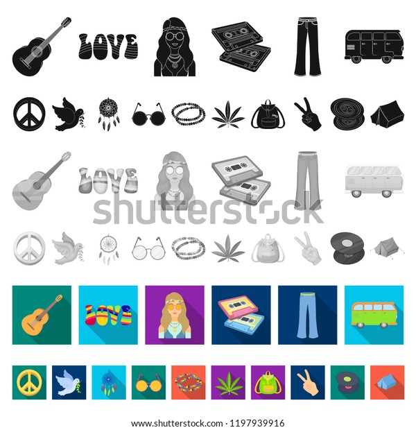 Happy\
and attribute flat icons in set collection for design. Happy and\
accessories vector symbol stock web\
illustration.
