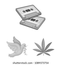 Happy and attribute monochrome icons in set collection for design. Happy and accessories vector symbol stock web illustration.