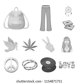 Happy and attribute monochrome icons in set collection for design. Happy and accessories vector symbol stock web illustration.