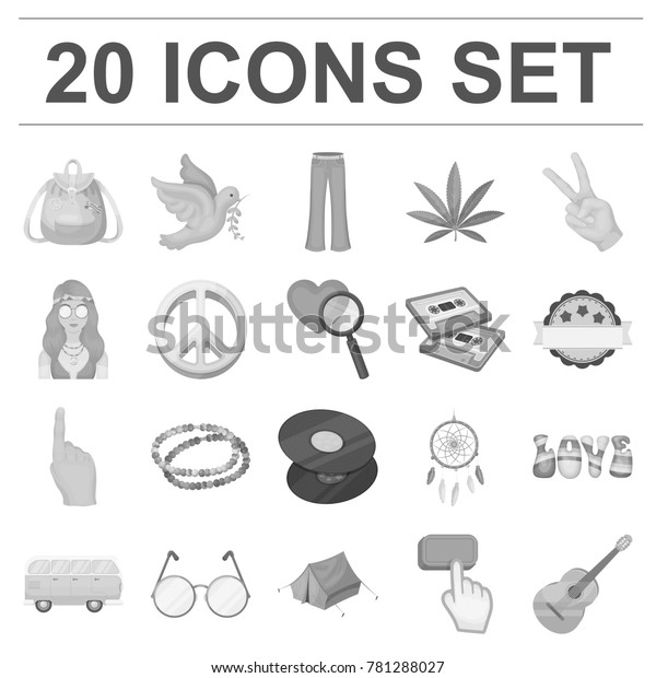 Happy and attribute monochrome icons in set\
collection for design. Happy and accessories vector symbol stock\
web illustration.