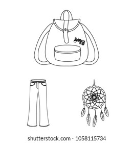 Happy and attribute outline icons in set collection for design. Happy and accessories vector symbol stock web illustration.