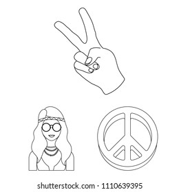 Happy and attribute outline icons in set collection for design. Happy and accessories vector symbol stock web illustration.