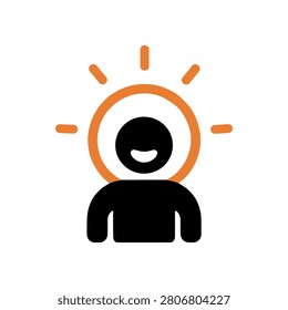 Happy Aura Icon Containing positivity, self-confidence, happiness, and wellness. Solid icon