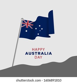 Happy Australia day 26 January. Flag of Australia with text on a white background. Can used for greeting card, poster, banner concept, flyer, social media. Vector illustration EPS 10.