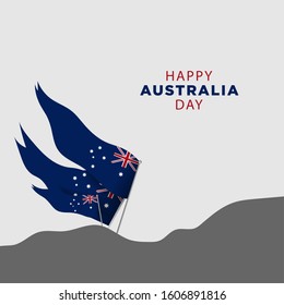 Happy Australia day 26 January. Flag of Australia with text on a white background. Can used for greeting card, poster, banner concept, flyer, social media. Vector illustration EPS 10.