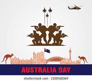 Happy Australia Day. 26 January. Australia Defense concept. Template for City background, banner, card, poster. vector illustration.