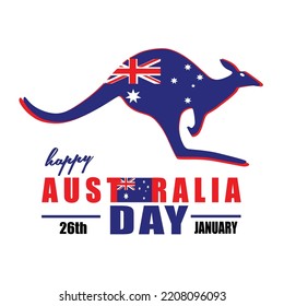 Happy Australia Day 26 January, Kangaroo, Australia Flag, Vector Illustration.