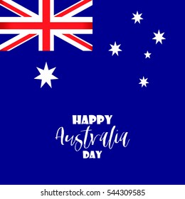 Happy Australia day 26 january festive background with flag, balloon, confetti, ribbon with national colors. Blue, red, white. Template design layout for card, banner, poster, flyer, card. Union jack