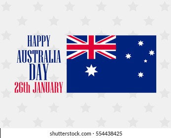 Happy Australia day 26 january. Text with Australia flag pattern for greeting card. Vector illustrations