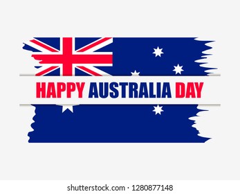 Happy Australia day 26th january. Greeting card with flag of Australia in grunge style, national holiday. Vector illustration