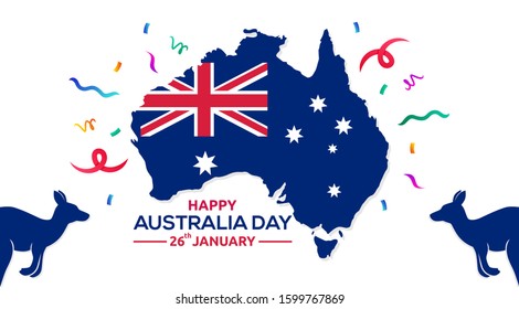 Happy Australia day 26th January background, map of Australia vector illustration