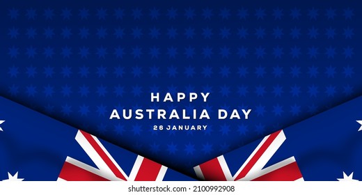 Happy Australien Tag Hintergrund Design mit realistischer Flagge und Kopienraum. Vektorgrafik