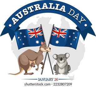 Happy Australia Day Banner Design illustration