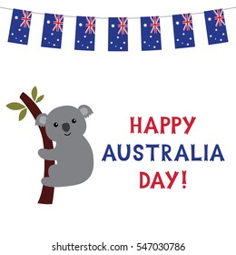 Feliz día de Australia con una caricatura de coala