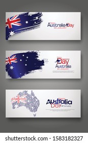 Happy Australia Day Celebration horizontal banner Background set. For publications event and other users