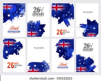 Happy Australia Day Celebration Poster Or Banner Background Set.