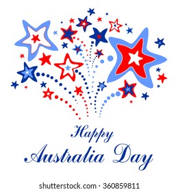 Happy Australia Day! Celebration white background with firework and place for your text. Vector illustration 