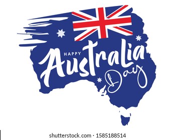 Happy Australia Day Creative Design with Flag/Map of Australia. Vector Illustration.