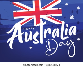 Happy Australia Day Creative Text Design with Flag/Map of Australia. Vector Illustration.