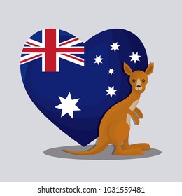happy australia day with flag on a heart design
