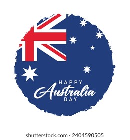 Happy Australia day with flag on map