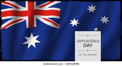 Happy Australia day greeting card, banner vector illustration. Australian memorial holiday 26th of January design element with bodycopy 