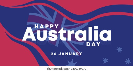 Happy Australia Day Greetings Card Print. 26 January National Day. Celebration Poster Print. Vector EPS