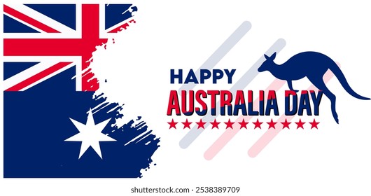 Feliz día de Australia, Grunge Australia Bandera y canguro, Vector