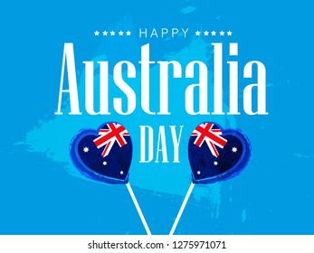 Happy Australia Day Grungy Background Design with Australia National Flags.