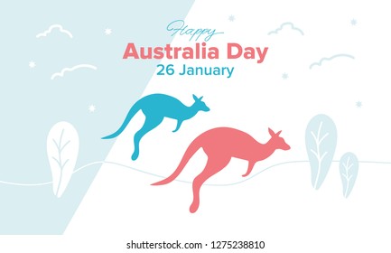 Happy Australia Day holiday background with kangaroo. Vector australian design for layouts