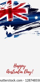 Happy Australia Day. Holiday background with grunge watercolor painted Australia flag