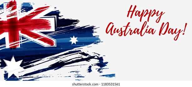 Happy Australia Day. Holiday banner with abstract grunge brushed Australia flag.