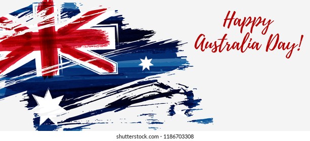 Happy Australia Day. Holiday banner with abstract grunge brushed Australia flag.