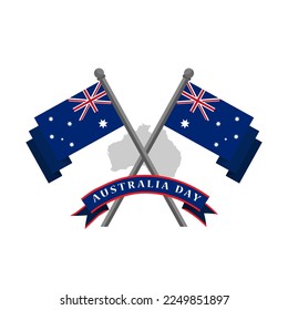 Happy Australia Day, indepenence day. map Background and Flag Illustration and Vector Elements National Concept Greeting Card, Poster or Web Banner Design
