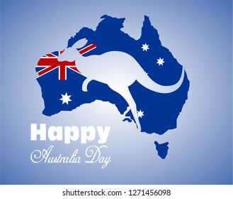 Happy Australia Day, January 26 celebrate banner with hand lettering holiday greetings -  colors of the Australian national flag. Vector Illustration. - Vector