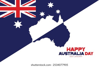 Feliz Dia da Austrália. 26 de janeiro comemoram o design do banner. Feriado nacional da Austrália. Ilustração vetorial