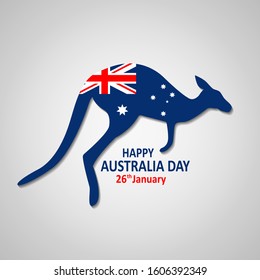 Happy Australia Day with Kangaroo and Australia Flag Vector Illustration.