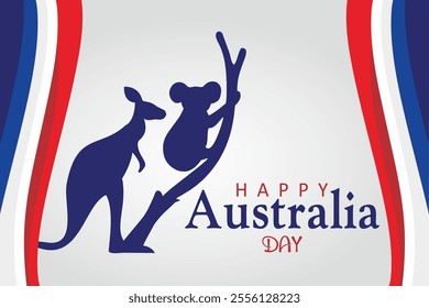 Happy Australia Day kangaroo and koala silhouettes. Perfect for Australia Day festivities and National Day celebrations.