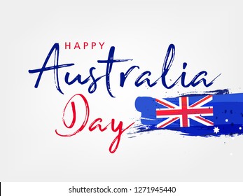 Happy Australia Day Lettering Calligraphy Flagmap Stock Vector (Royalty ...