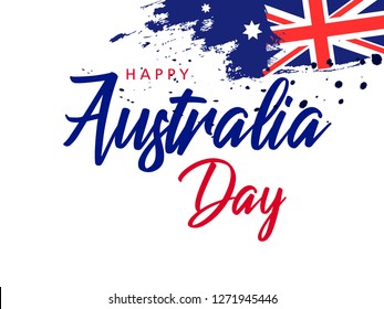 Happy Australia day lettering /calligraphy with flag/map of Australia . Vector illustration - Vector
